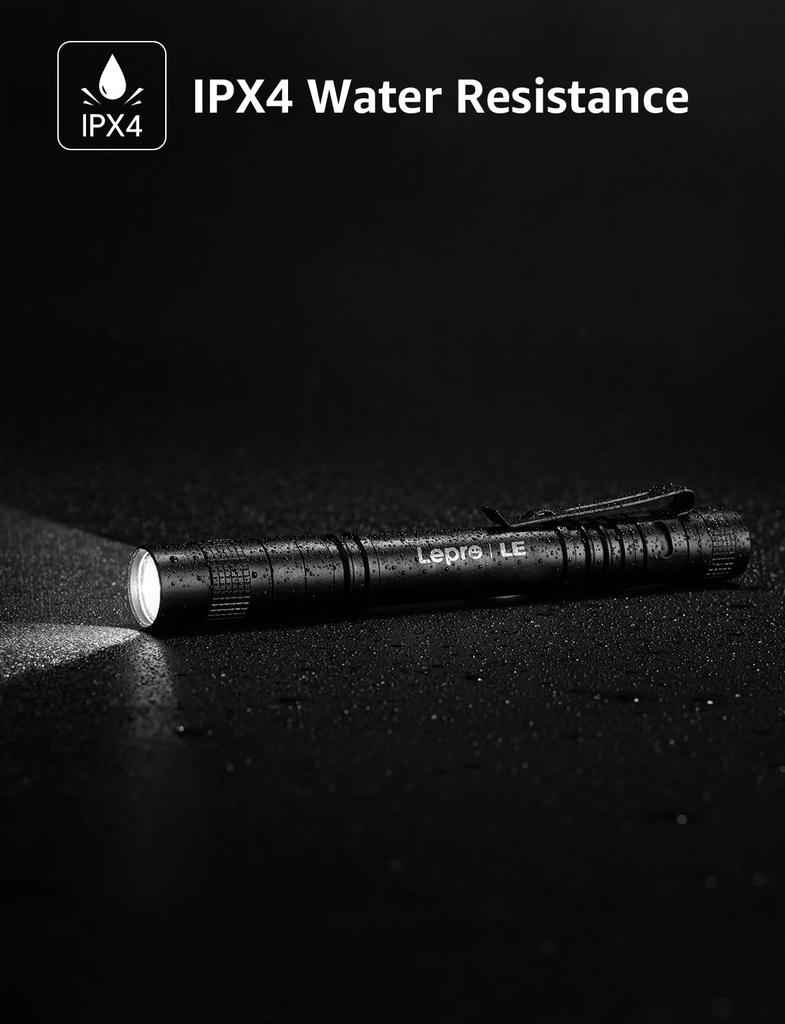 Lepro LED Compact Set of 2 120 3 Dimming Battery Aluminum Alloy with Portable for Disaster Handheld Includes AAA Batteries Flashlight, Penlight, [High