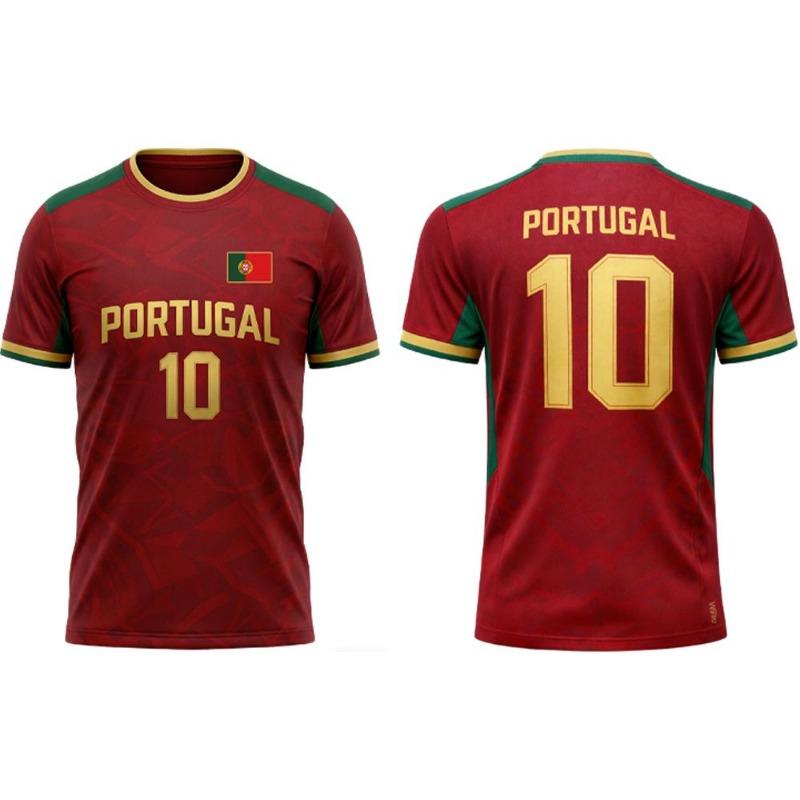 T-shirt met Portugese Vlagprint Zomer Voetbal Trainingsuniform Heren