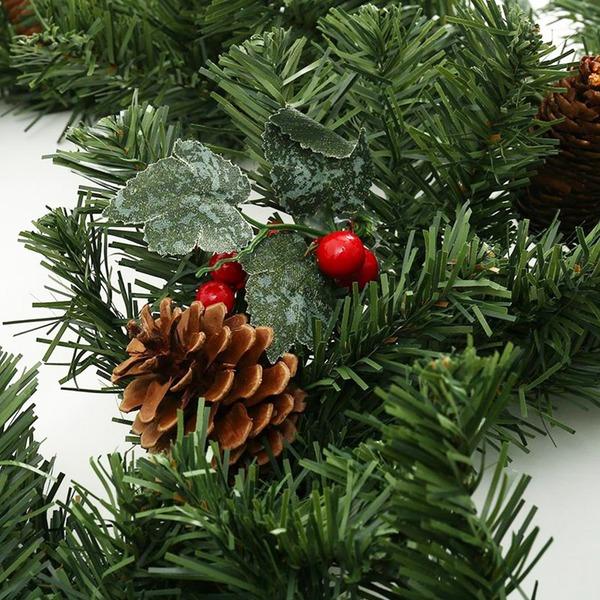 1.8M Christmas LED/No LED Bowknot Red Berries Pine Cones Garland Bar Tops Decoration Christmas Tree Hanging Ornaments Party Supplies