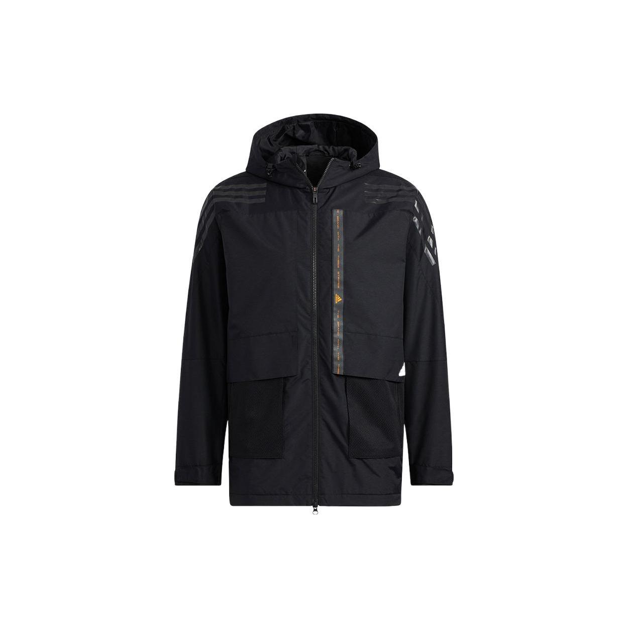 adidas Solid Color hooded Zipper Jacket Black Men s HE7401 S