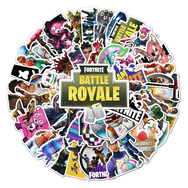 50pcs Fortnite Waterproof Sticker Graffiti Game Character Scooter Gaming Handbooks Computer Ornament Sticker Long Lasting