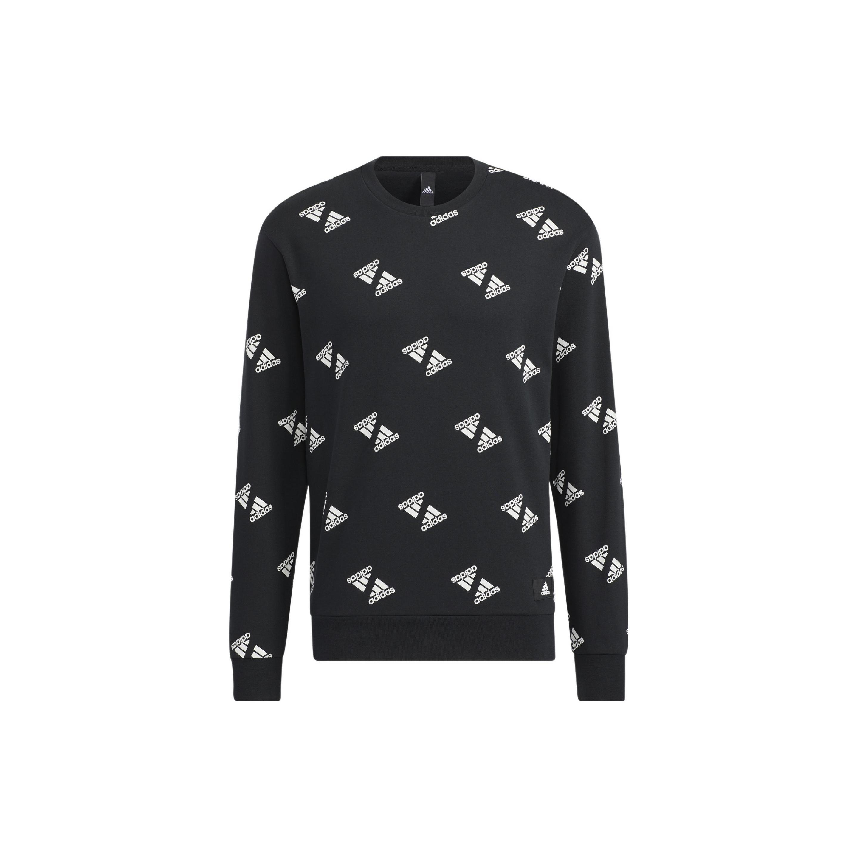 adidas Fi Bp1 Aop Swt Full Print Logo Sports Round Neck Pullover Black Unisex HE7447 L