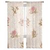 Dahlia Flower Leaves Retro Tulle Curtains For Living Room Bedroom Voile Sheer Curtain Window Home Decor Drapes