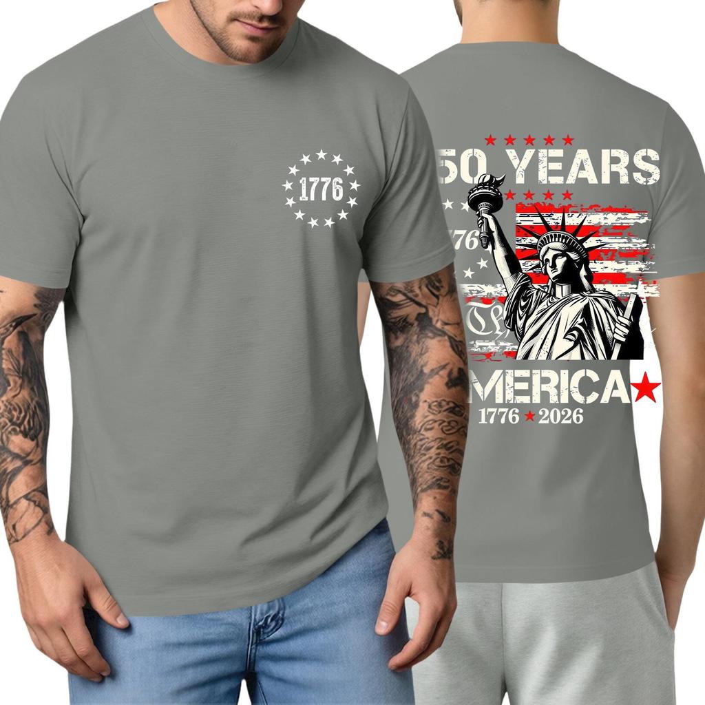 Men's Short-sleeved Fashionable Casual Everyday Trendy Letter Print Short-sleeved Shirt