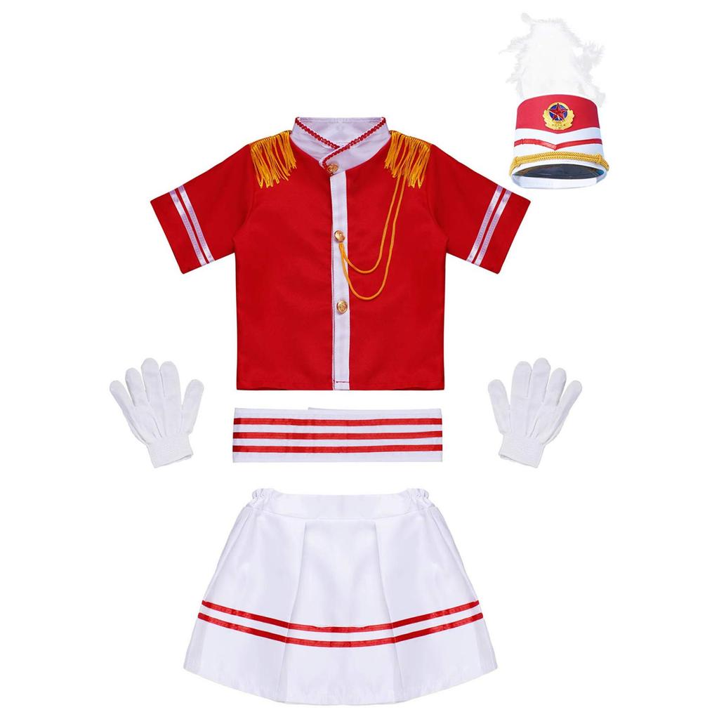 Amerykański strój perkusisty Dzieci Dziewczynki Chłopcy Strój Brytyjskiej Gwardii Królewskiej Kostium Królowej Księcia Gwardzisty Mundur Wojskowy Przebranie Strój Orkiestry Marszowej
