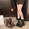 Dadong Fashion Boots Women's Shoes 2025 Winter New Casual Thick Heel Rear Zipper High Heel Round Head Martin Boots Women
