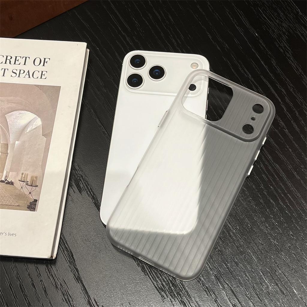 For iPhone 17 Pro Max PC Phone Case Corrugated Textured Protective Back Cover