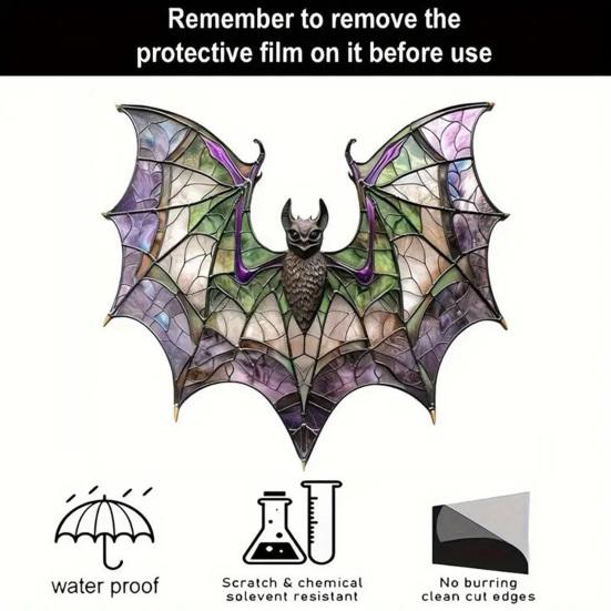 Halloween Colorful Bat Hanging Decoration Stained Glass 2D Flat Acrylic