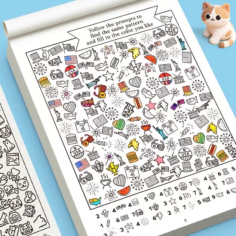 1pcs Colorful Activity Book – 1000+ Graphics, 32 Pages, Focus & Attention Exercises, Home School