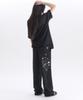 M Blur Angel And Ribbon Embroidered Pintuck 2-Way Wide Training Sweatpants Ap1002 (Black)