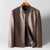 New year's new leather jacket men's stand collar thin washed PU leather men's leather jacket source leather jacket