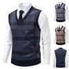 Men's V-neck Knitted Sweater Warm Autumn Winter Diamond Grid Twisted Flower Casual Fashion Versatile Knit Top