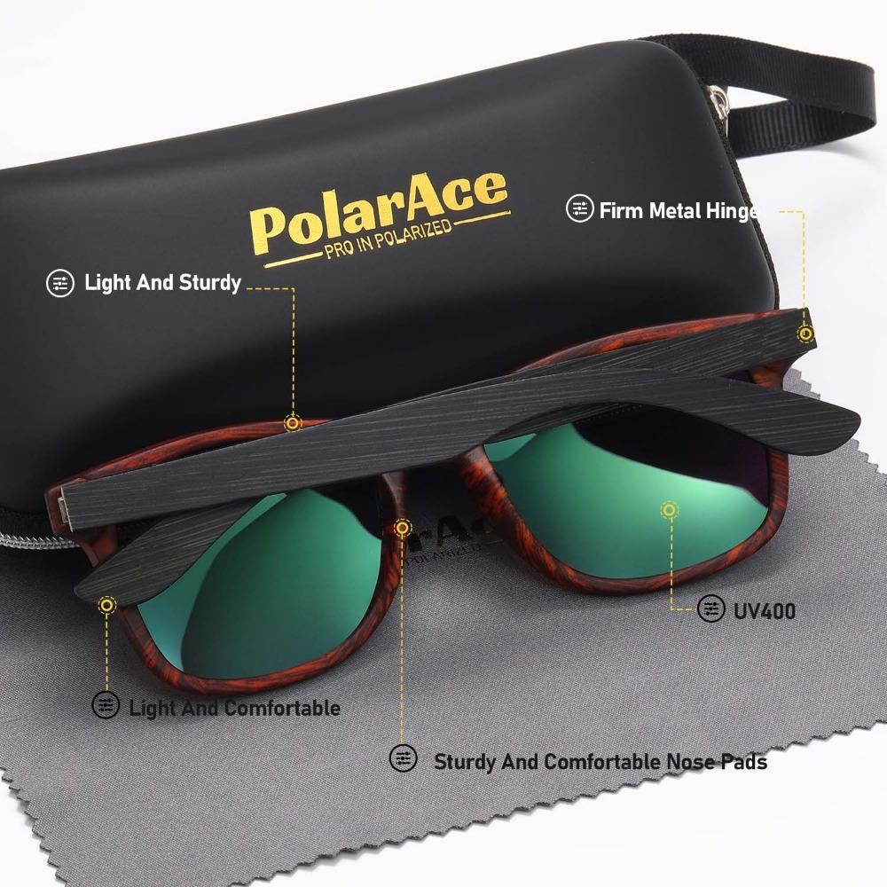 PolarAce Unisex Stilvolle Umweltfreundliche Bambusholz Outdoor Reise Holz Polarisierte Sonnenbrille, UV400