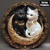 Circular Black & White Cat Wall Art Plaque – Decor for Bars, Kitchens, Cafés, Bedrooms, Living Rooms & Offices