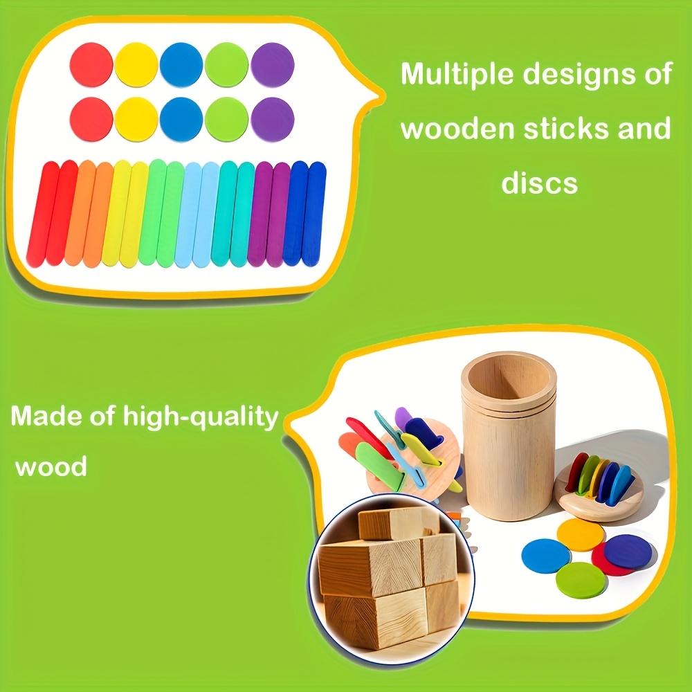 Wooden 3in1 Color Sorting Cup Color Sorting and Counting Game, Suitable for Birthday, Christmas Gift