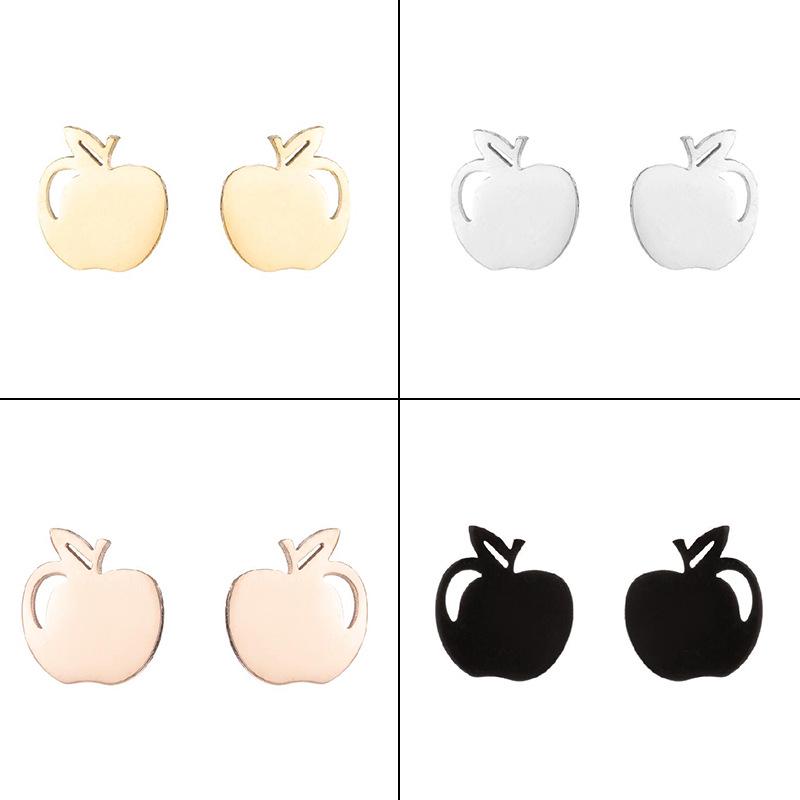 Christmas Eve Stainless Steel Apple Ear Studs for Women - European & American Style