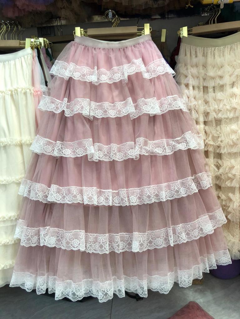 New French Princess Layered Lace Puffy Cake Skirt