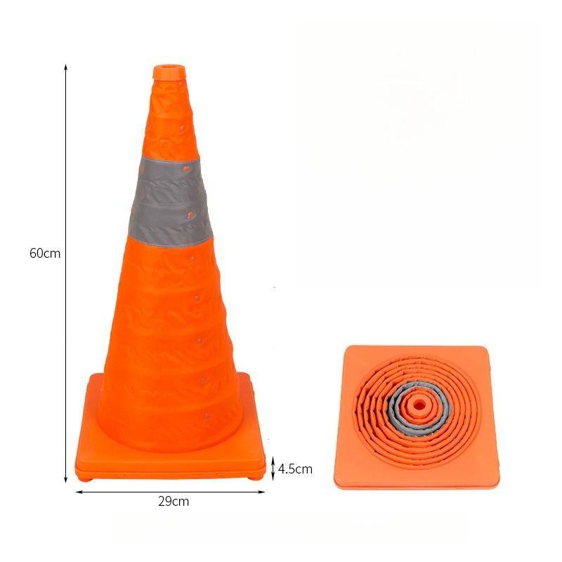 1pc Collapsible Traffic Safety Cones - Reflective Orange Parking Cones with Collar, for Parking Lot/Driveway/Driving Training