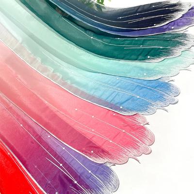 Klassischer 16,5 cm x 25 cm chinesischer Stil Farbverlauf bedruckter Chiffon-Stickerei-Patch DIY Hanfu-Shirts Puppentuch