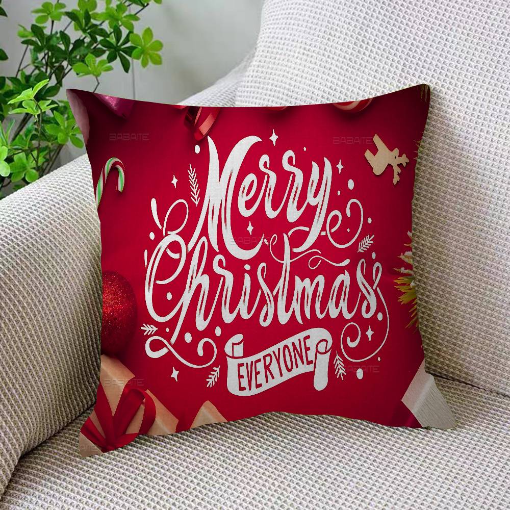 Poszewka na poduszkę Wesołych Świąt Poliester Poduszki na sofę Dekoracyjne poduszki rzucane Wystrój domu Poszewka na poduszkę