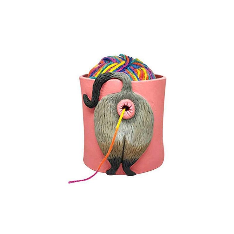 

Funny Yarn Bowls For Crocheting Knitted Cat Butt Wool Ornament Craft Knitting Bowl