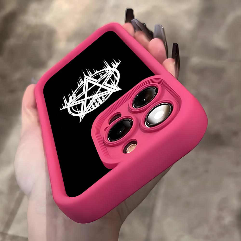 Aesthetic Pentagram Phone Case for iPhone 17 16 15 14 13 12 11 Air Pro Max Plus Red Soft TPU Shockproof Cover