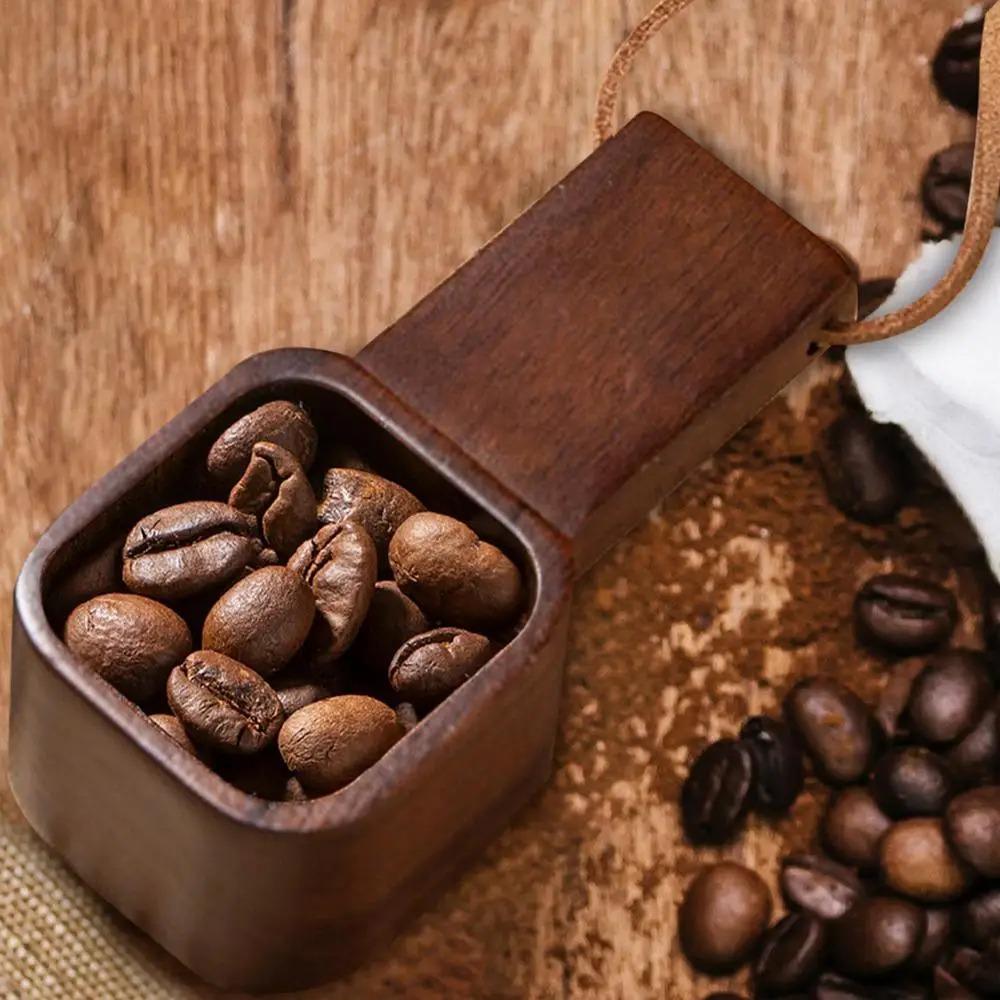 Square Coffee Measuring Scoop Walnut Wood Tea Sugar Spoon Delicate Coffee Spoons  Home Office