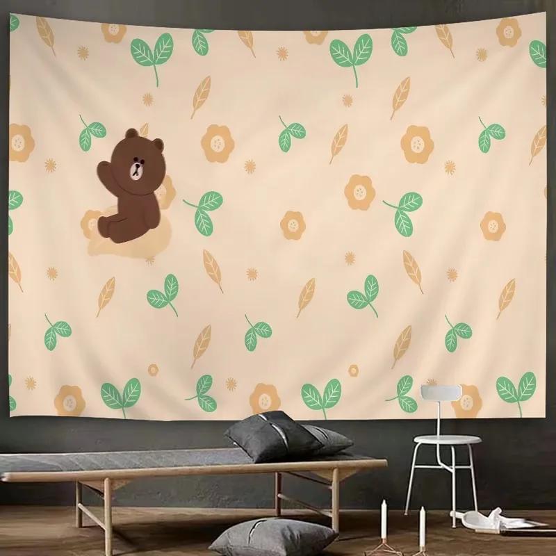 

Настенный гобелен для украшения дома, мультяшный медведь, художественный фон, гобелен для офиса, гостиной 100x75cm