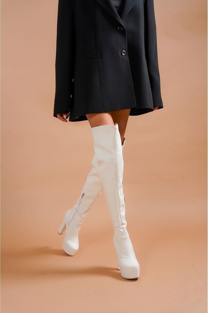 Cizme moderne și elegante pentru femei Cizme din piele artificială din piele intoarsa Piele neagră Tocuri înalte Cizme peste genunchi