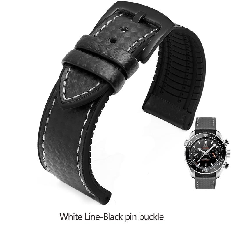 

Силиконовый ремешок под карбон Водонепроницаемый ремешок для часов для Omega Speed Master Резиновый сменный мужской браслет 18 мм 20 мм 22 мм 24 мм 24mm