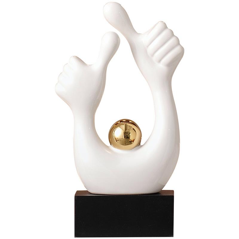 Modern Ceramic Ornaments  Creative Character Gesture Sculpture  Desktop Figurines Accessories Decoration Coffee Table Sculpture