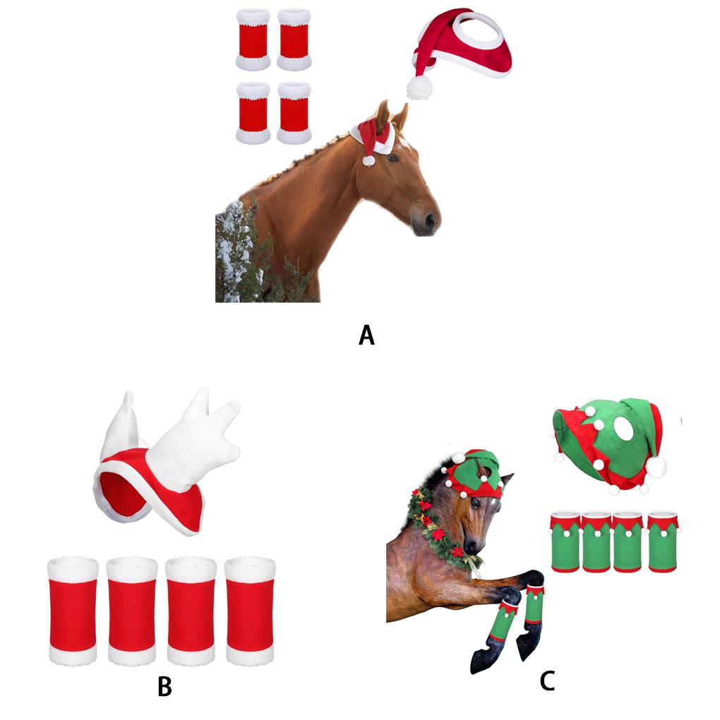Christmas Horse Party Costume Accessoriesset 5 Pcs Santa Leg Wraps With Faux Fur Trim