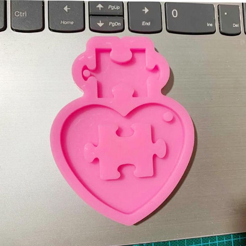 Buy Autistic Love Puzzle Resin Casting Mold Heart Puzzle Pendant