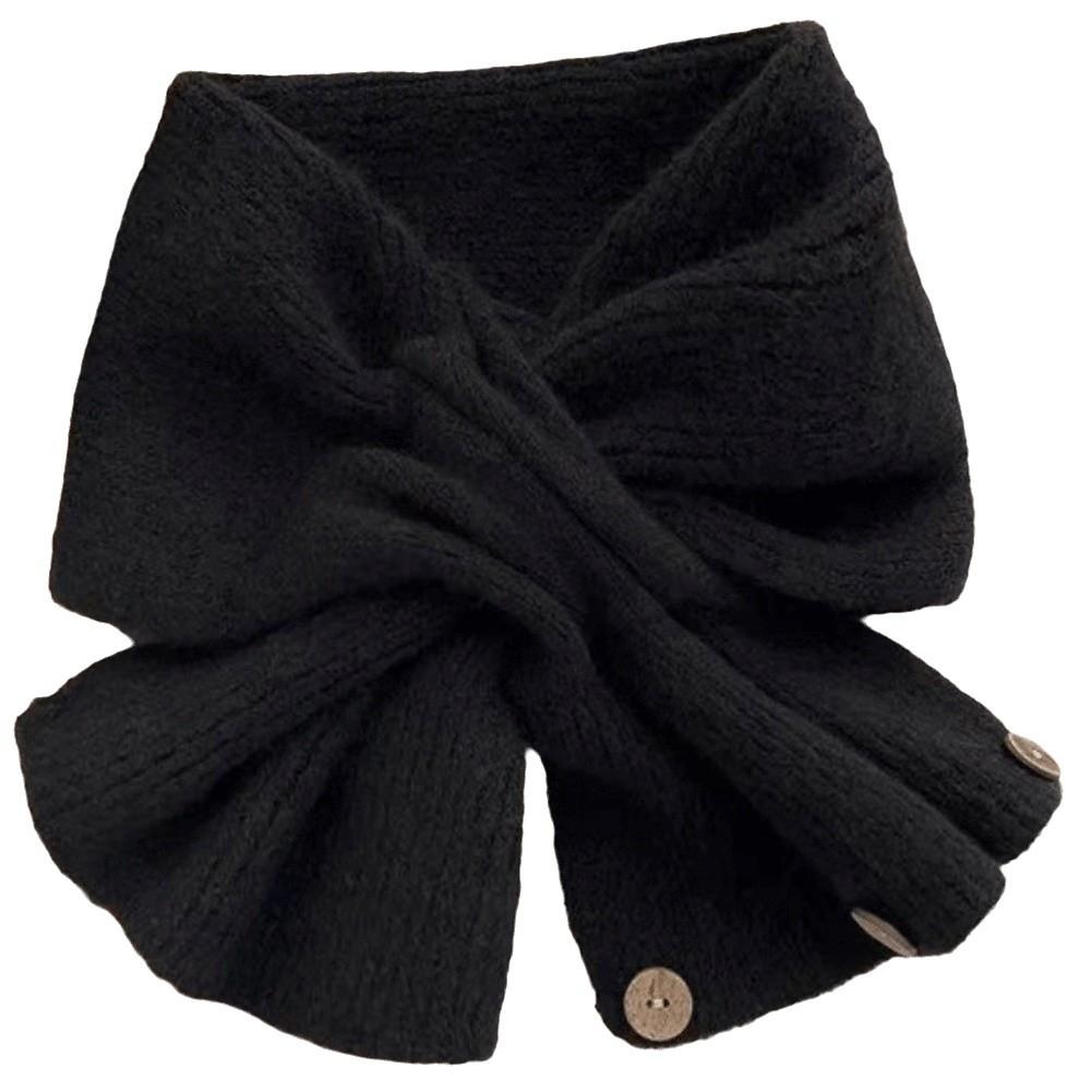 Adjustable Fit Short Knit Neckerchief Thickened Korean Style Neckwarmer Solid Color Scarf  Students