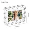 Sleek Scalloped Design Magnetic Photo Frame Transparent Thicken Acrylic Photo Frame Freestanding Design Scalloped Photo Frame
