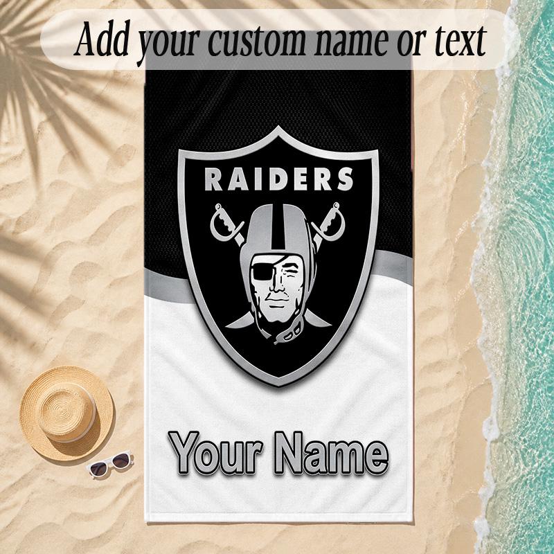 Beach TowelLas Vegas Raiders Custom Name Text Personalized Soft Towel for Beach Pool Indoor Home Decor Gift