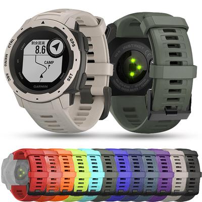 Atmungsaktives Silikonarmband für Garmin Instinct 2 E/Esports/Tactical/Tide Solar Schwarze Stahlschnalle Armbanduhr Ersatz Handgelenk