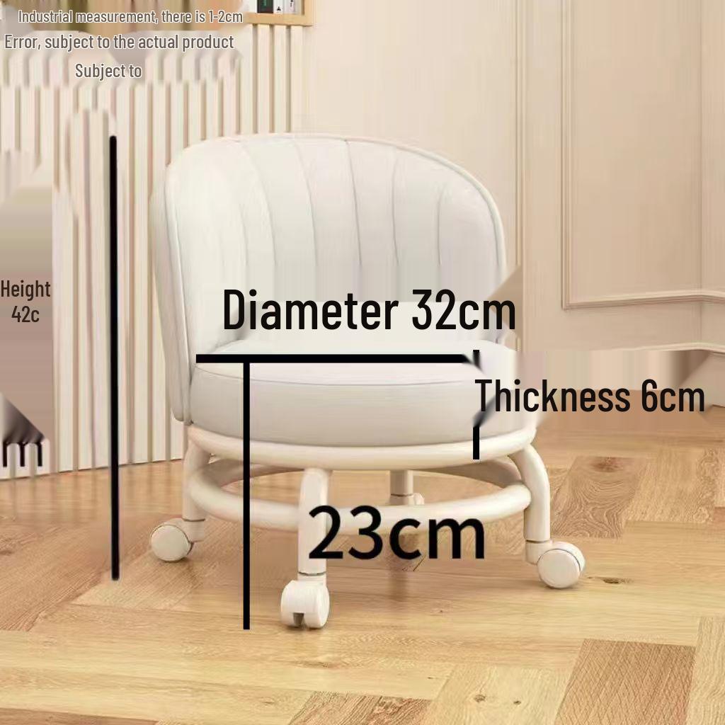 Round Rolling Stool with Backrest for Kids and Home Use