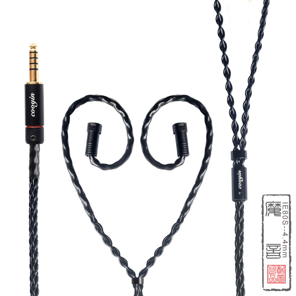

cooyin MYIE80 Recable for and IE Series Earphone Single Crystal for Sennheiser IE80, IE80S, IE8, 2-Pin Cable, 8-Core Silver-Plated Copper,