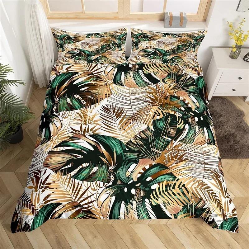 Set Biancheria da Letto Stampato Singolo Lato, Copripiumino Animali Piante Fiori Foglie Copri Piumino Cuscini Copriletti Comodi