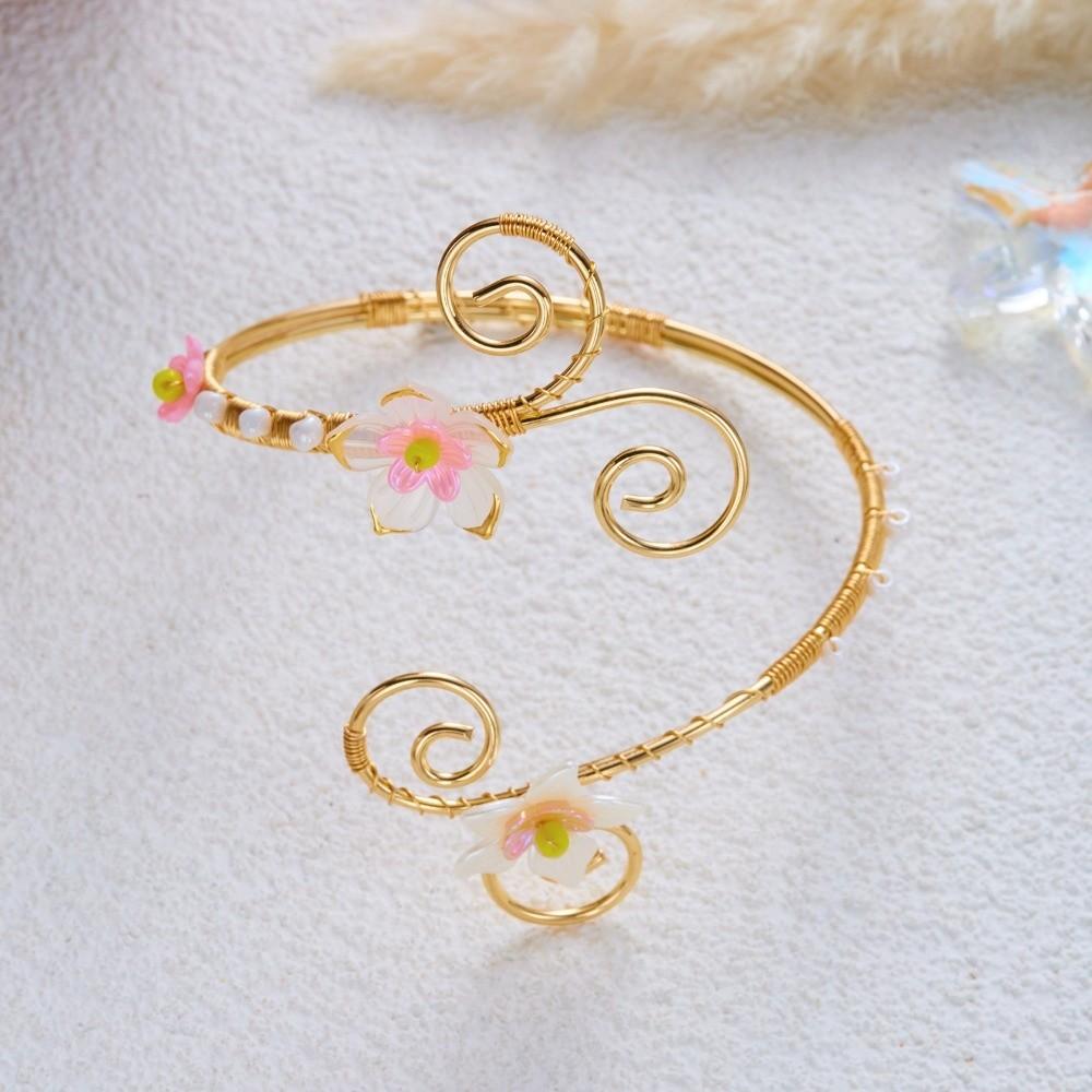 Baroque-style Baroque Flower Armlet Open-design Floral Arm Band Upper Arm Cuff Festival
