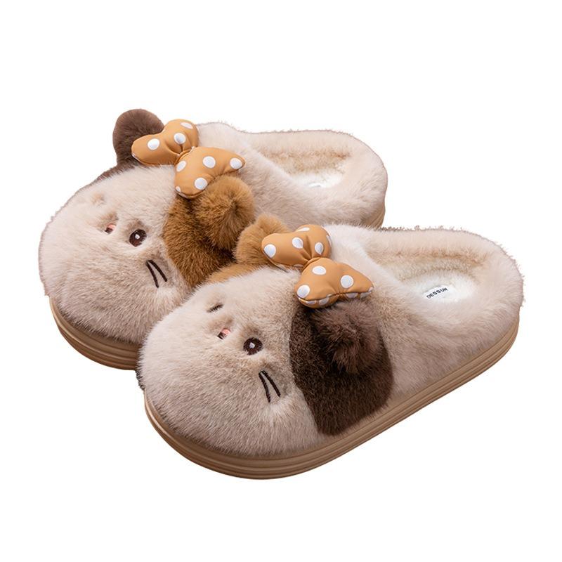 Neue Cartoon-Katze Baumwollpantoffeln für drinnen, Haushalt, Plüschpantoffeln, rutschfest, warm, Hausbaumwollpantoffeln