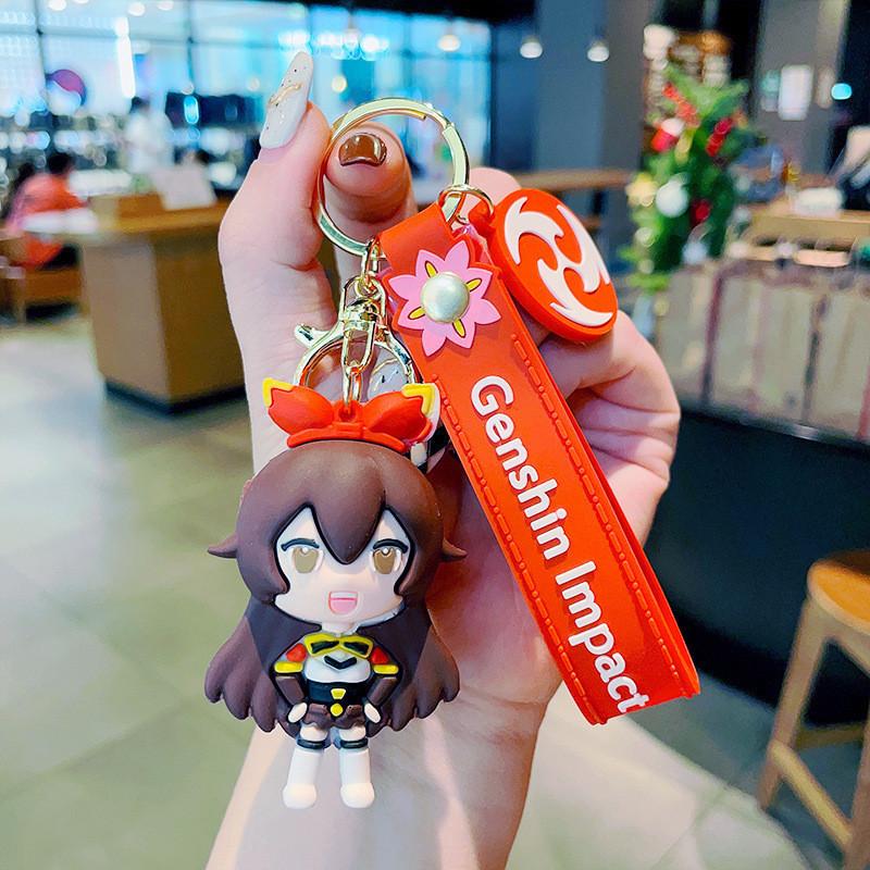 Portachiavi in ​​silicone con simpatico personaggio di Genshin Impact, adorabile statuetta in PVC per borse e telefoni.