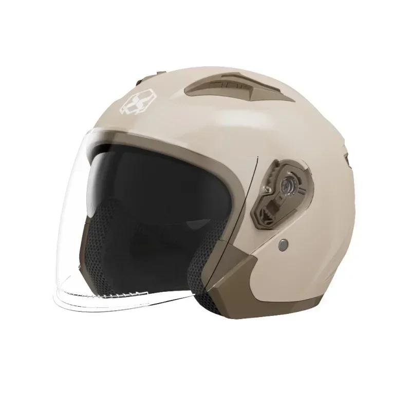 Motorcycle 3/4 Half Helmet Eye And Face Protection Dual Lens Comfortable Detachable Lining Ventilation Open Face Helmet