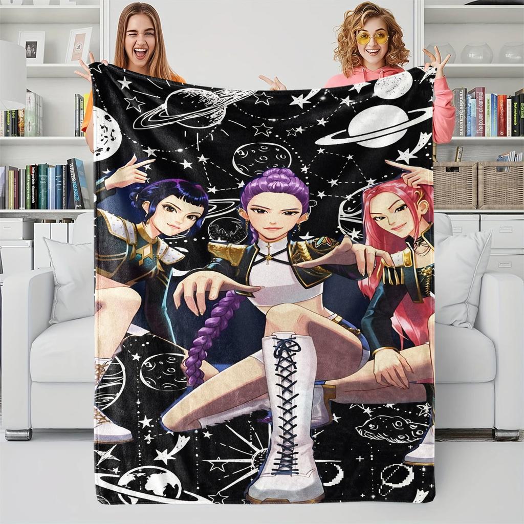 K-Pop Demon Hunters Fan Gifts Blanket Anime Flannel Throw Blanket Suitable Home Leisure Camping Travel Multifunctional Blanket