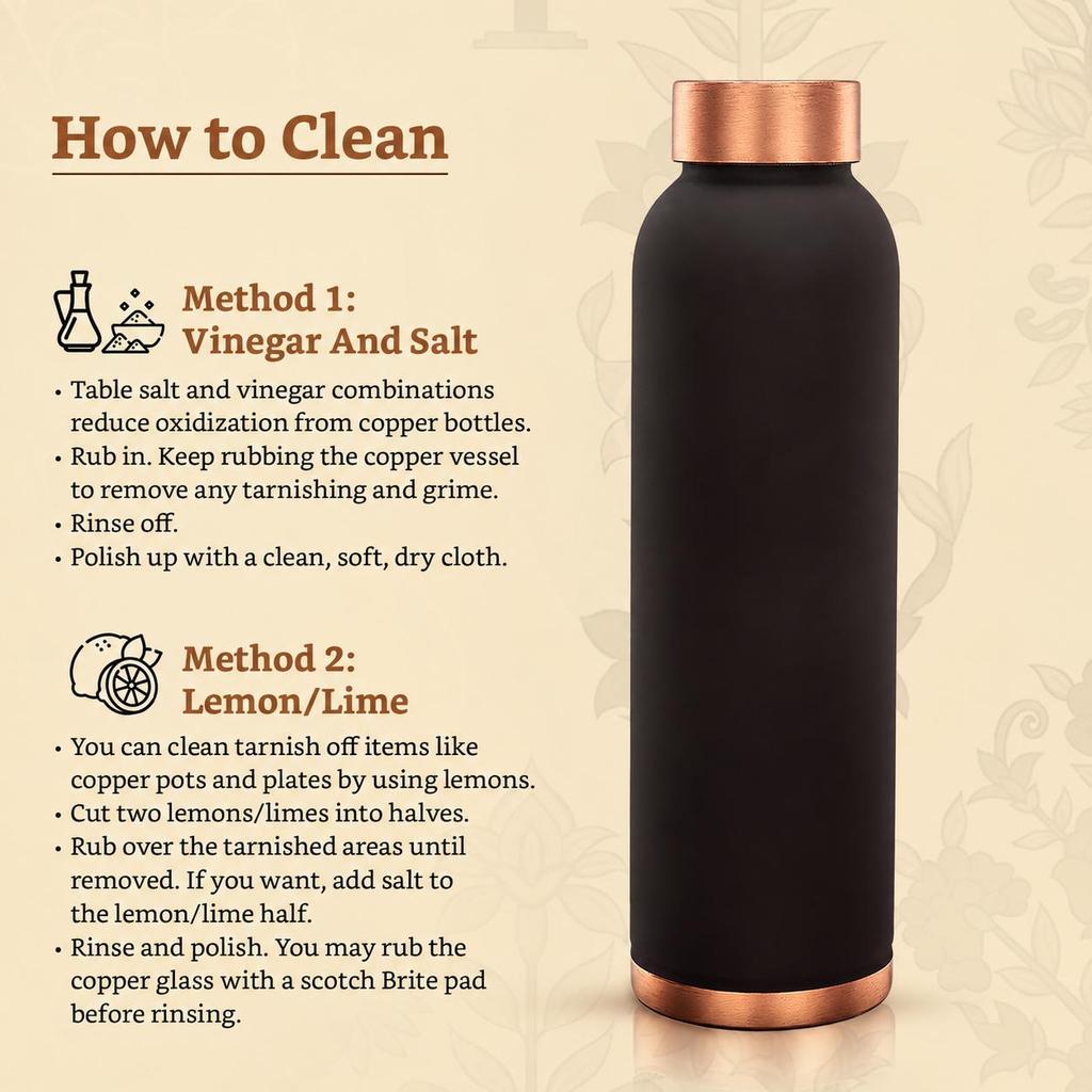 Copper Leak-Proof Powder Coating Bottles | 950 Ml | Pure Copper | Coca Cola Color | Daily Wellness Bottle