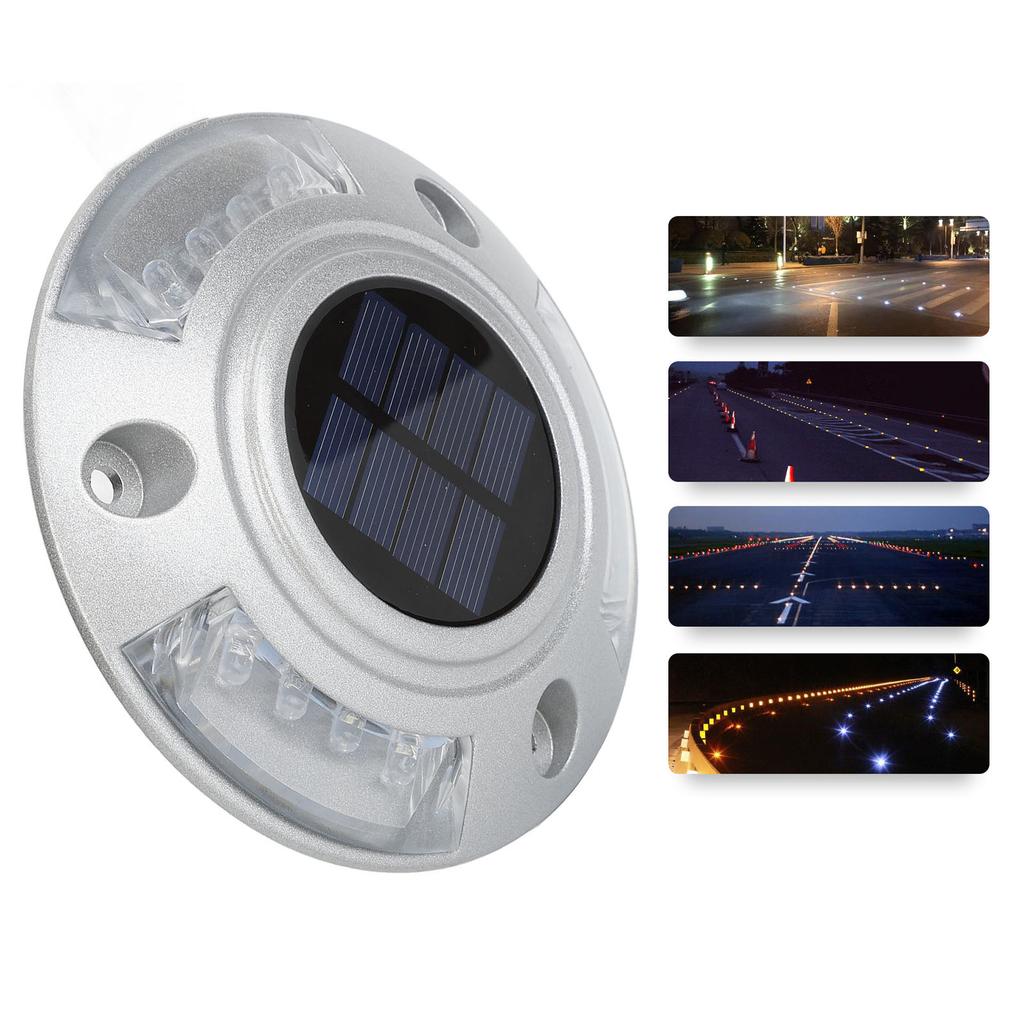 Solar Road Stud Light IP68 Waterproof Aluminum Alloy Automatic Lighting LED Deck Lighting Road Stud 6V 1.8W Red Lighting