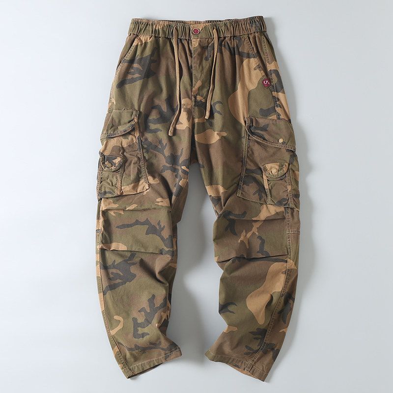 Original Foreign Trade Surplus Outdoor Military Camouflage Men s Multi-Pocket Work Pants Autumn Pure Cotton Straight-Leg Casual Pants Earthy Camouflage S