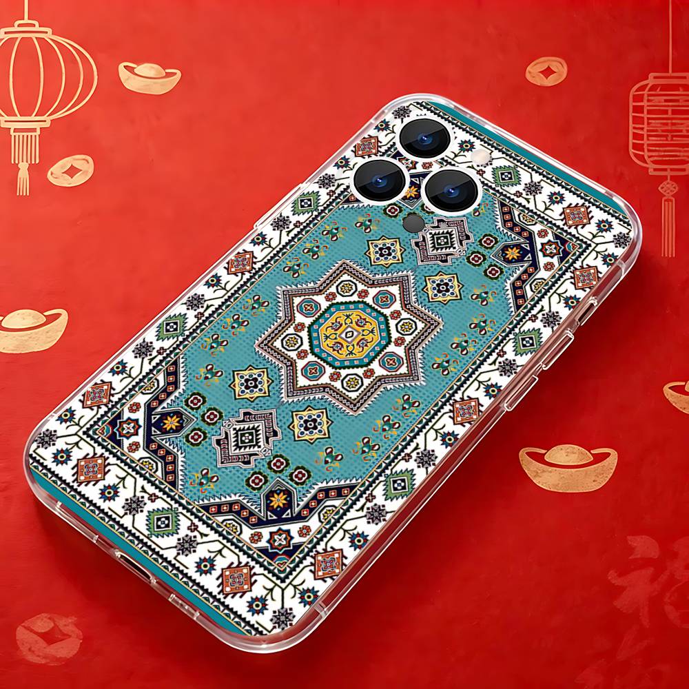 

VINTAGE Persian Carpet Pattern Clear case for iPhone 11 12 13 14 15 16 17 Pro Max Plus X XS XR SE E Mini Protective Case iPhone14