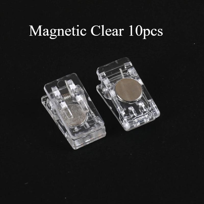 10Pcs Clip Stationery Accessories Plastic Clip Transparent Small Clip with Glue File Manual PP Clip Photo Clip